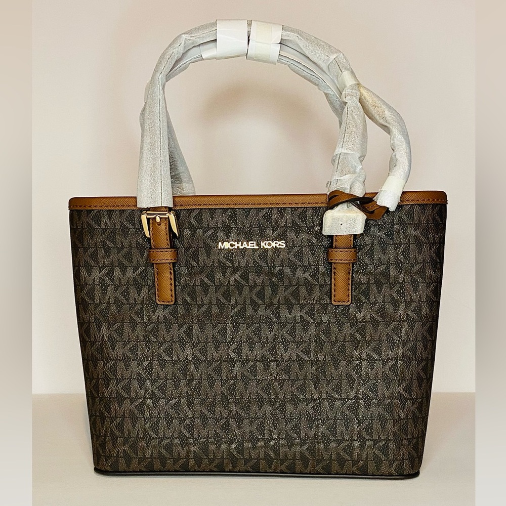 Michael Kors jet set travel xs Brown Monogram Tote - Picture 2 of 6